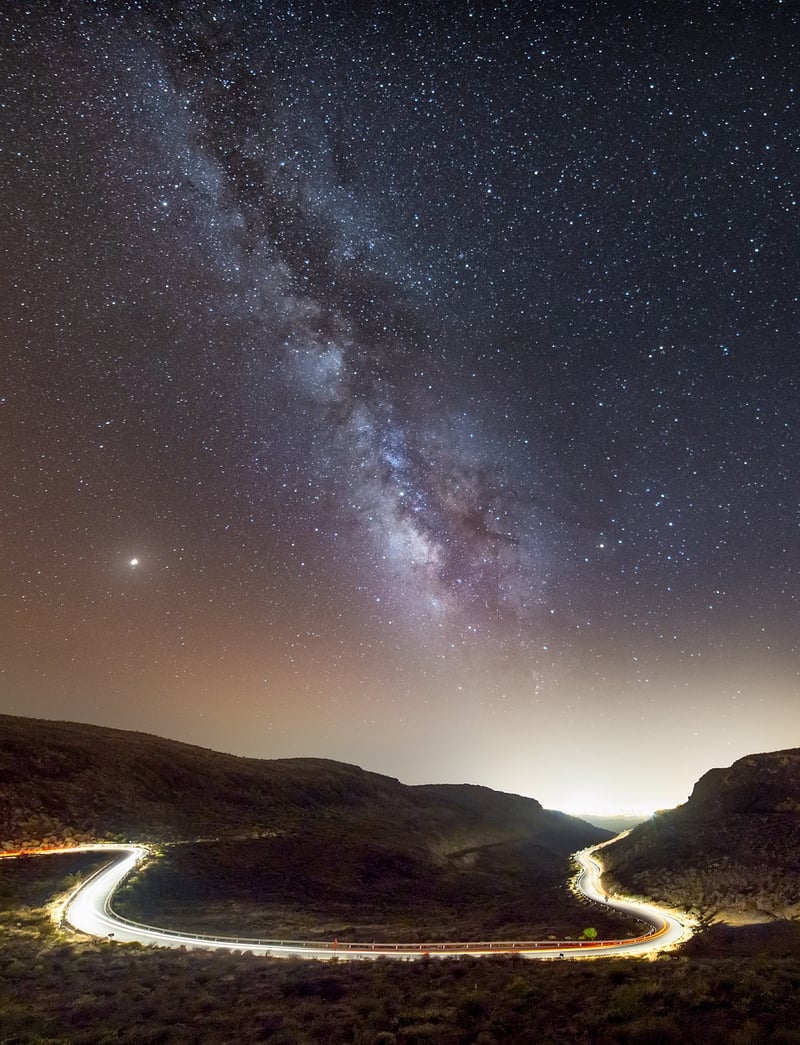 Cityscape under the Milky Way